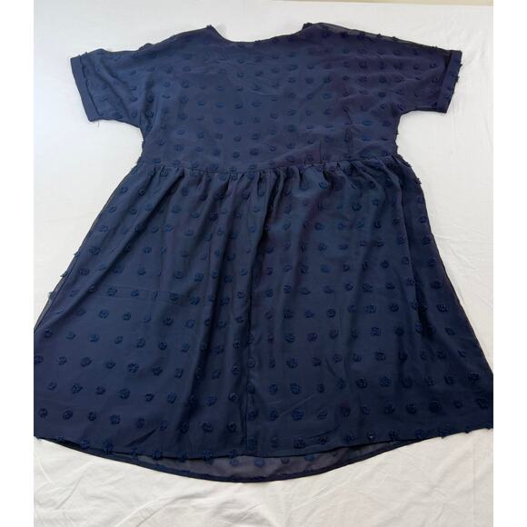 Kirundo Navy Swiss Dot Babydoll Dress NWT XL Short Sleeve - Picture 4 of 9